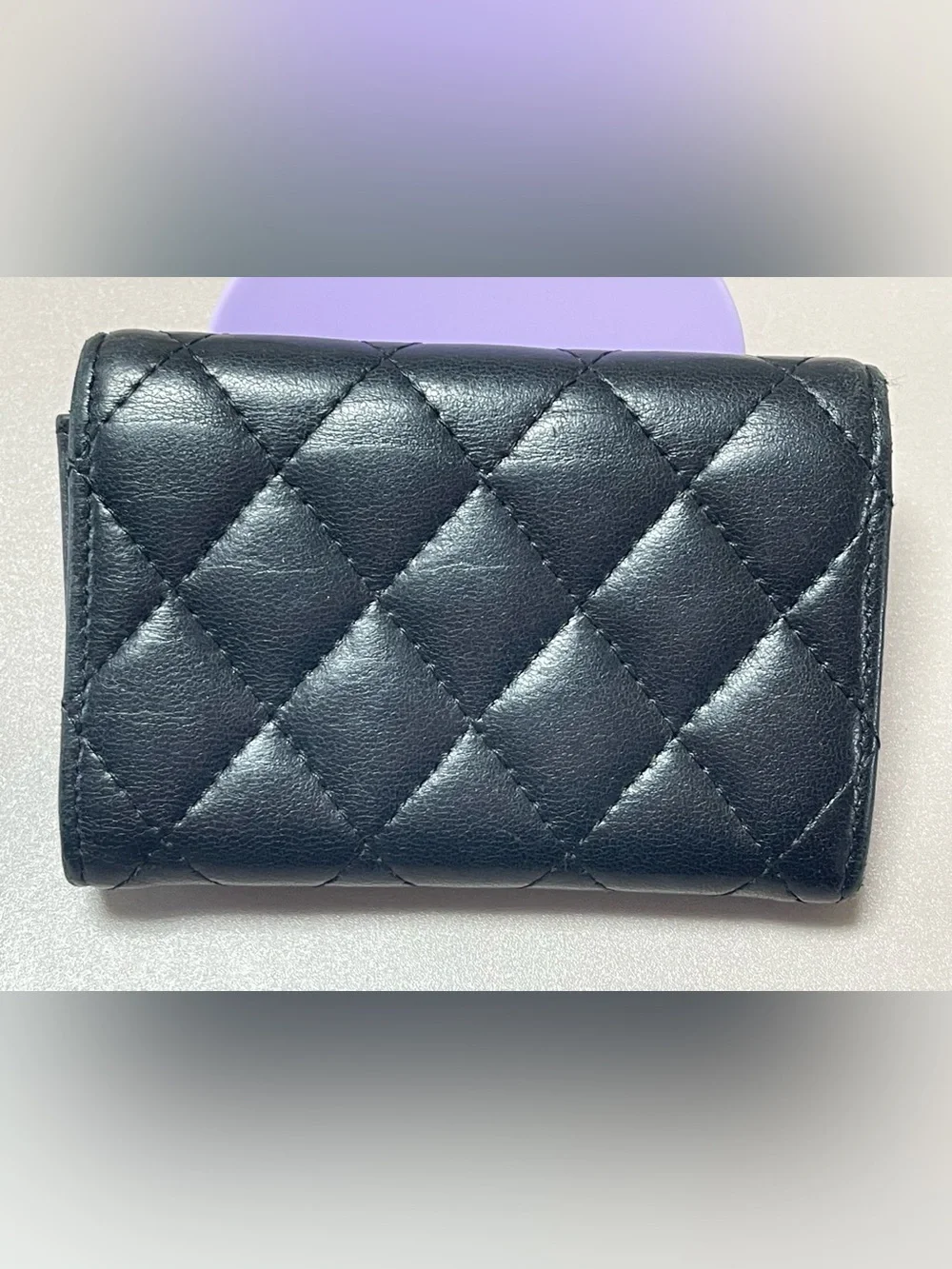 CHANEL Lambskin Black Quilted Leather Small Wallet with CC Turn-Lock